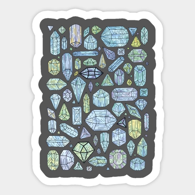 Mystic Crystals - Illustration Pattern Sticker by bblane